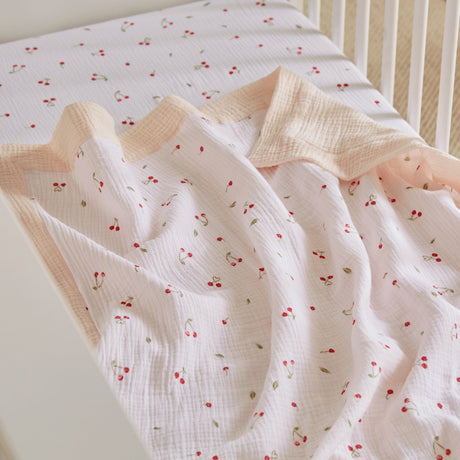 CuddleCo 4 Piece Cot Bed Bedding Set - Ditsy Cherry