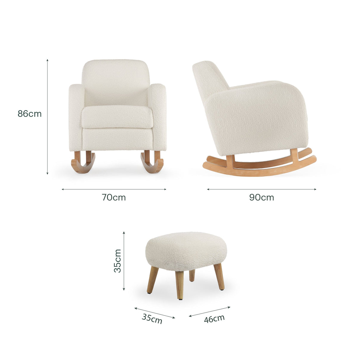CuddleCo Etta Nursing Chair & Footstool - Bouclé Off White