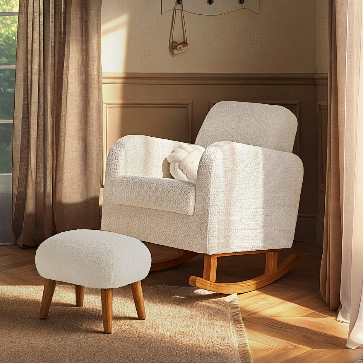 CuddleCo Etta Nursing Chair & Footstool - Bouclé Off White
