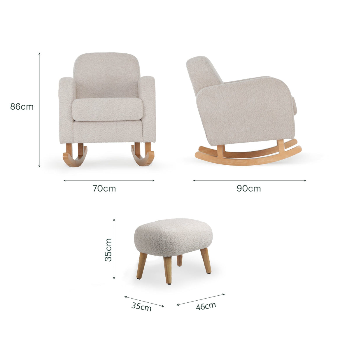 CuddleCo Etta Nursing Chair & Footstool - Bouclé Mushroom