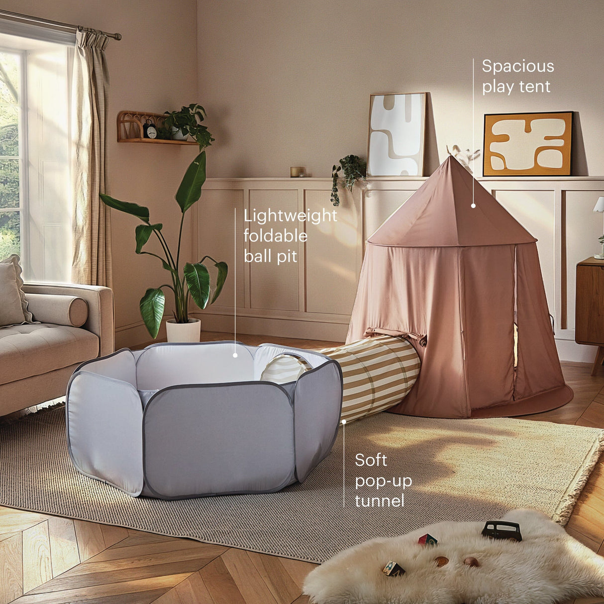 CuddleCo Pop-up Play 3 Piece Set - Tent, Tunnel & Ball Pit