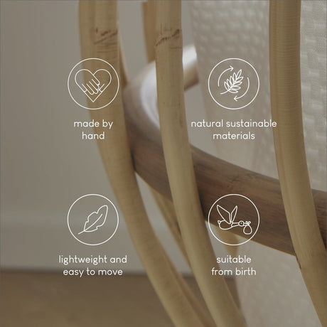 CuddleCo Aria Rattan Crib - Natural