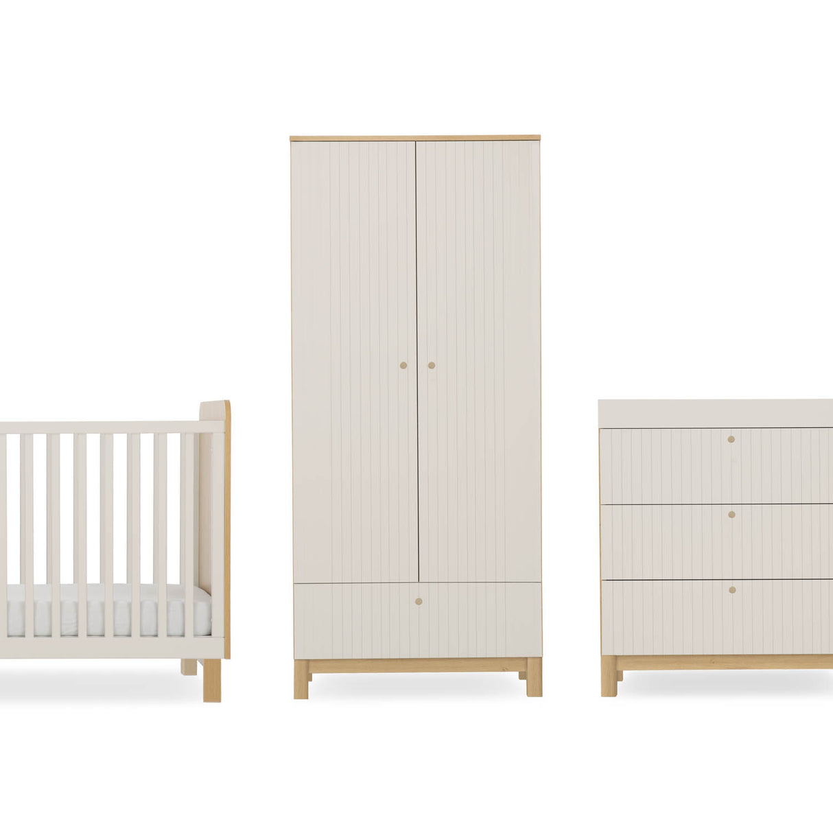 CuddleCo Remi 3 Piece Nursery Furniture Set - Oak & Cashmere