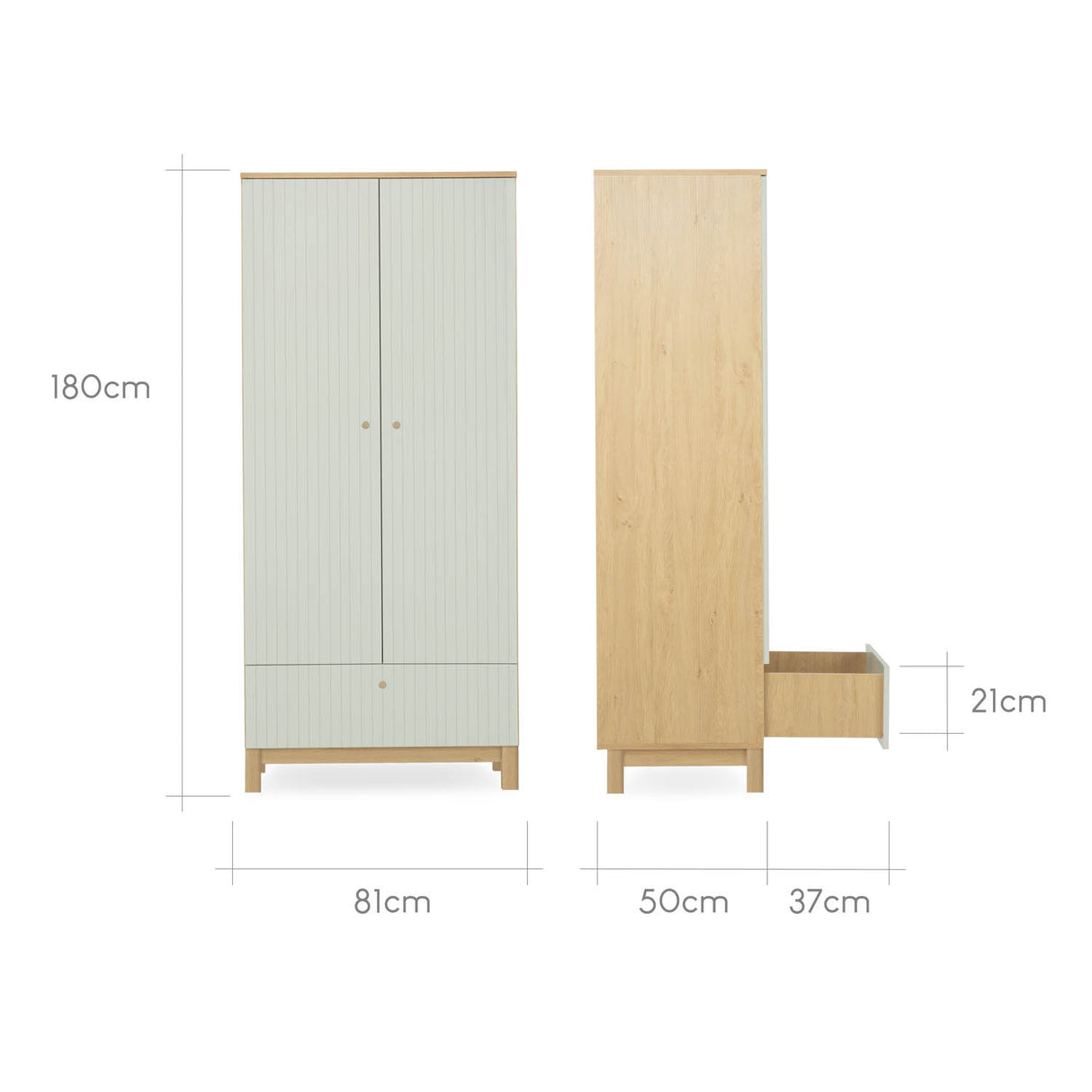 CuddleCo Remi Wardrobe - Oak & Green
