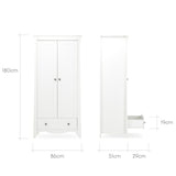 CuddleCo Clara 2 Door Double Wardrobe - White