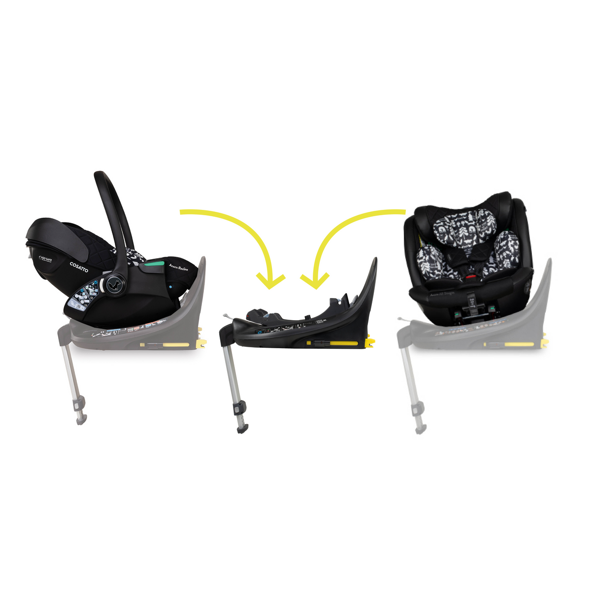 Cosatto Wow 3 All Stage Family Rotate & Recline 2 Base Bundle - Silhouette