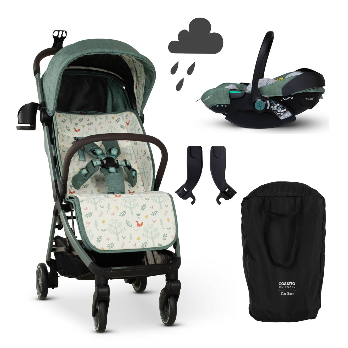 Cosatto Woosh City Recline Car Seat Bundle - Meadow