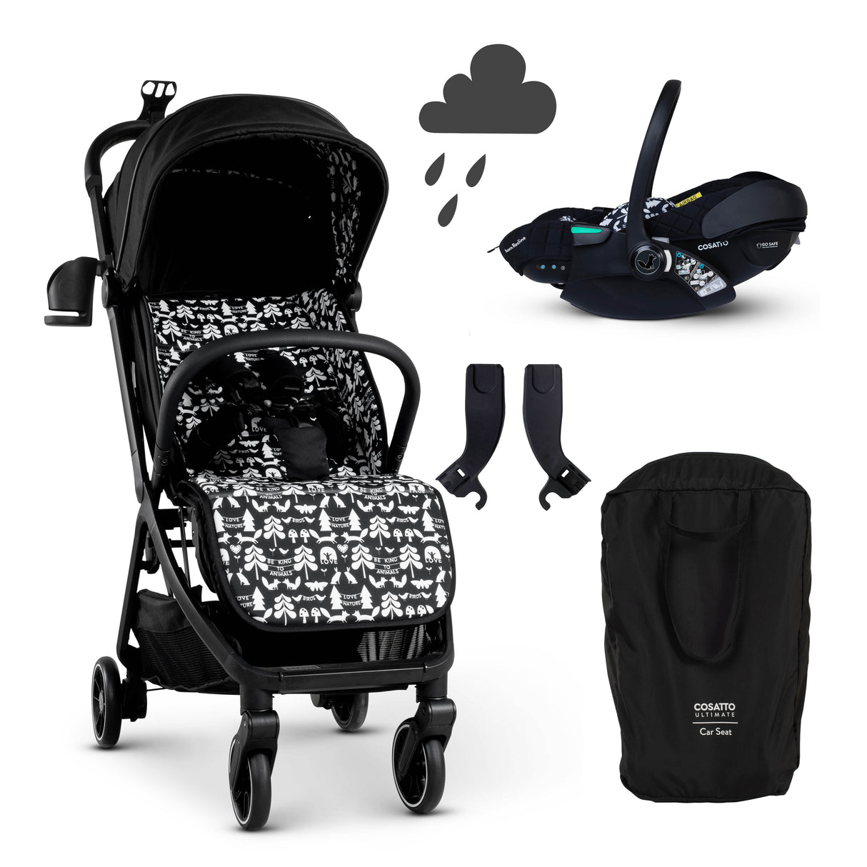 Cosatto Woosh City Recline Car Seat Bundle - Silhouette