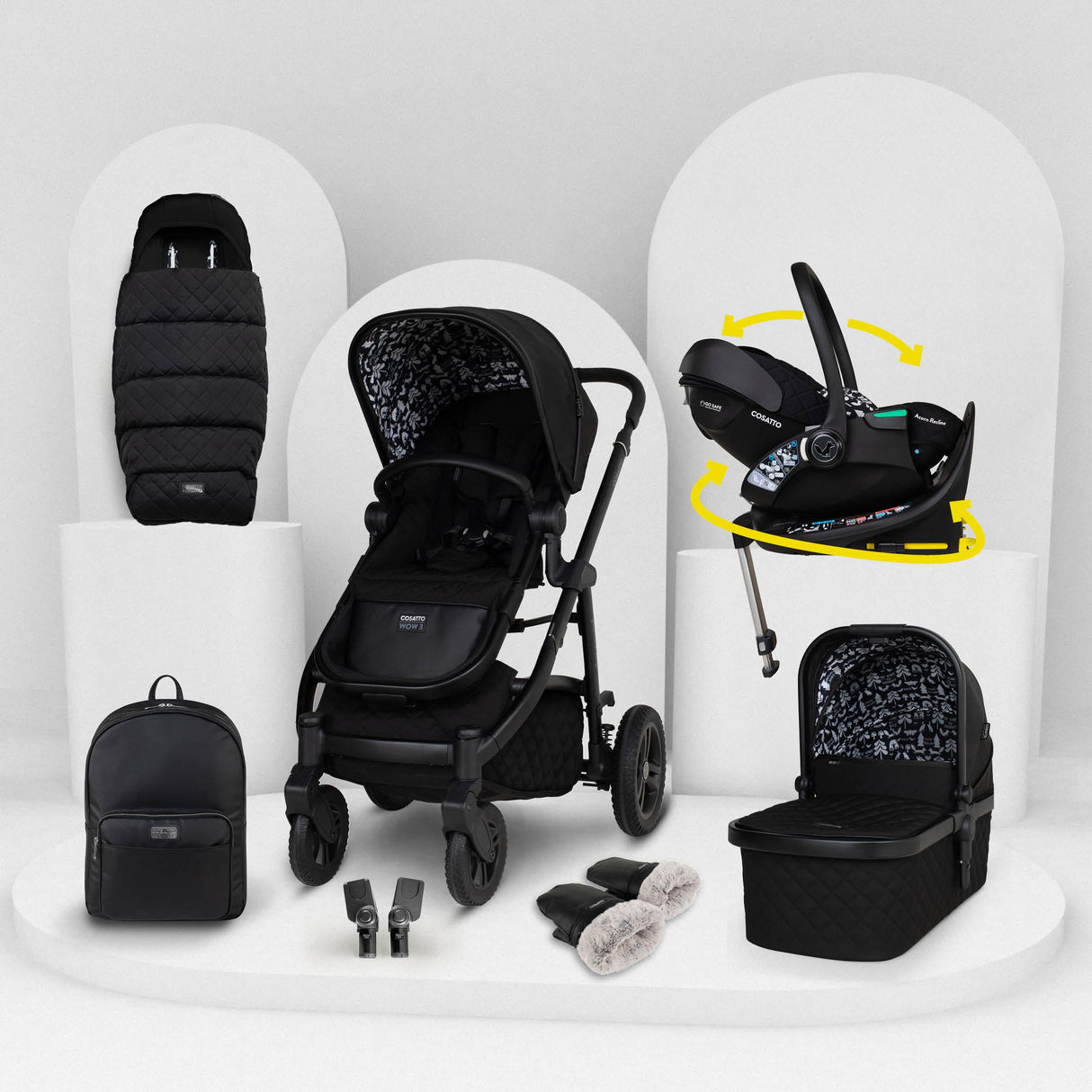 Cosatto Wow 3 Rotate & Recline Cozy Bundle - Silhouette