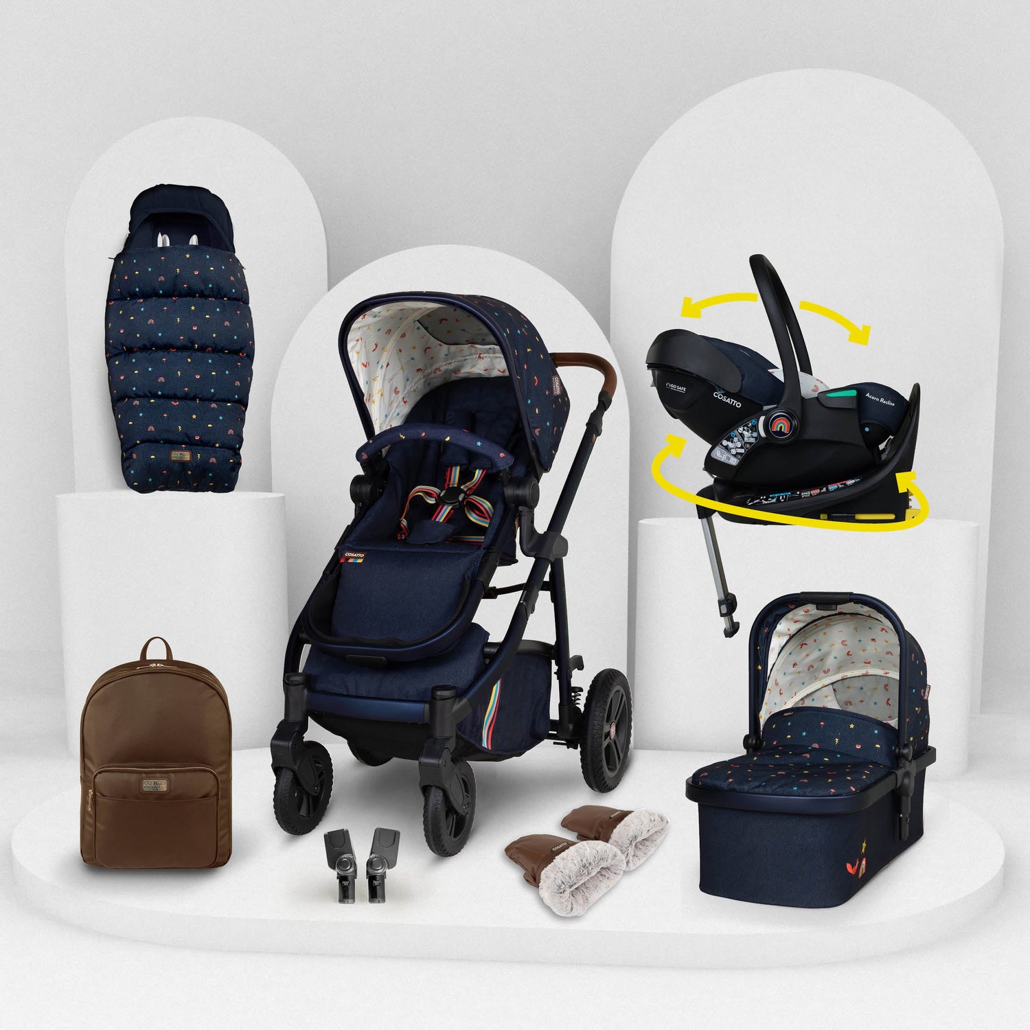 Cosatto Wow 3 Rotate & Recline Cozy Bundle - Doodle Days