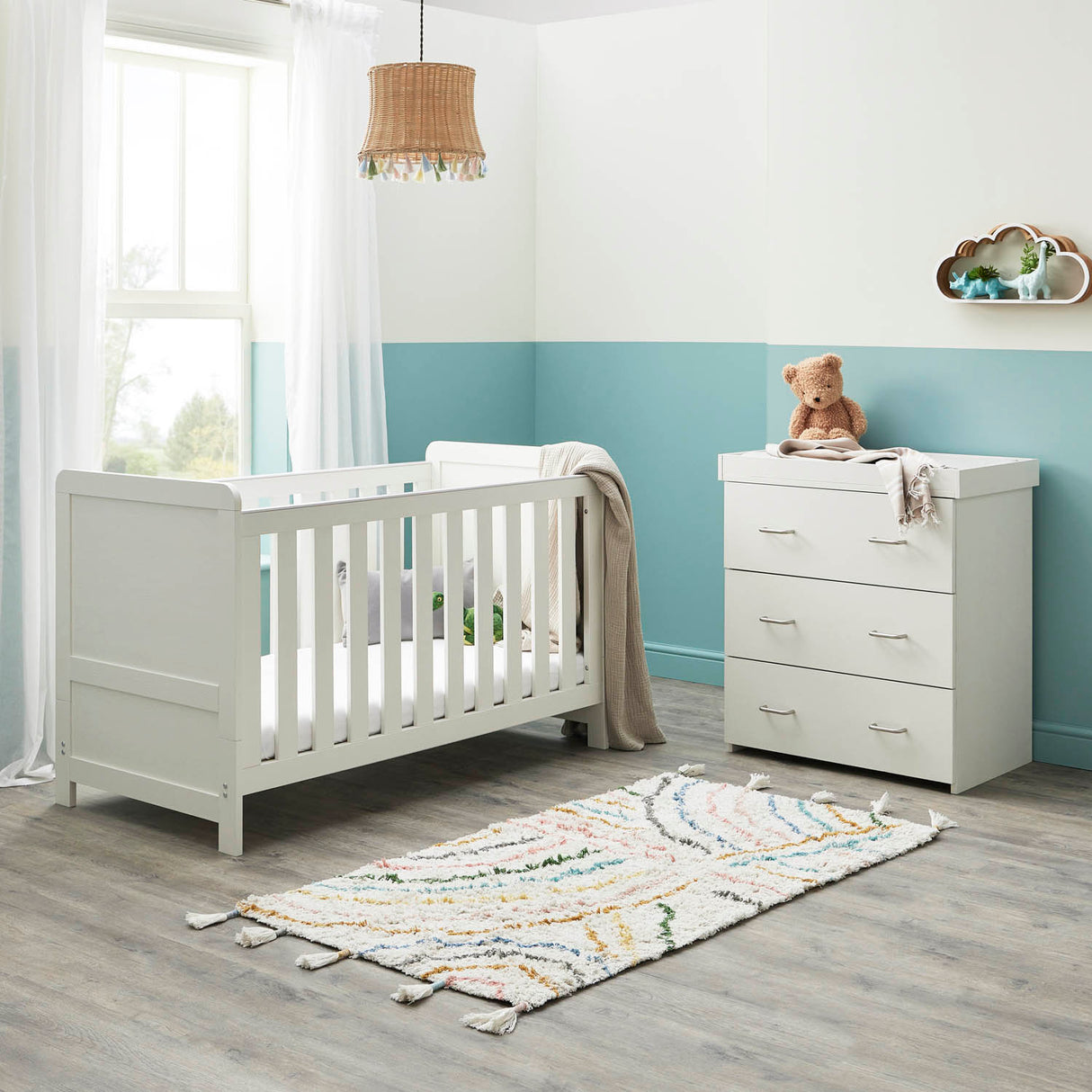 Babymore Caro Mini 2 Piece Room Set - White Wash