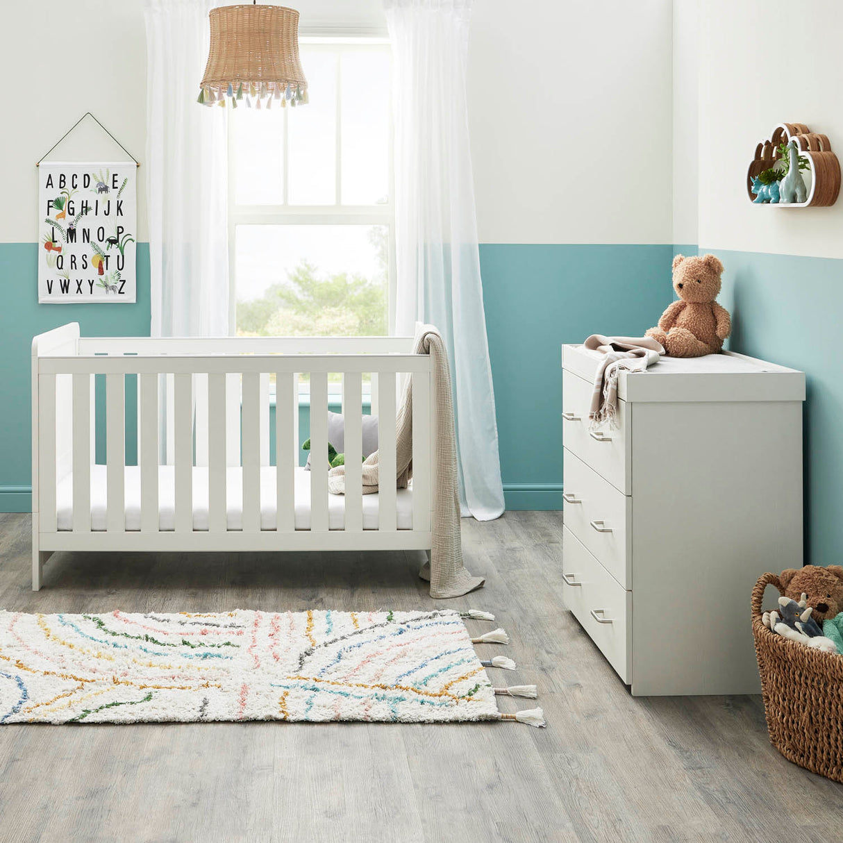 Babymore Caro Mini 2 Piece Room Set - White Wash