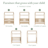 Tutti Bambini Casa 3 in 1 Cot Bed 120 x 60cm - Harvest Oak