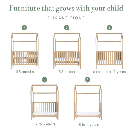 Tutti Bambini Casa 3 in 1 Cot Bed 120 x 60cm - Harvest Oak