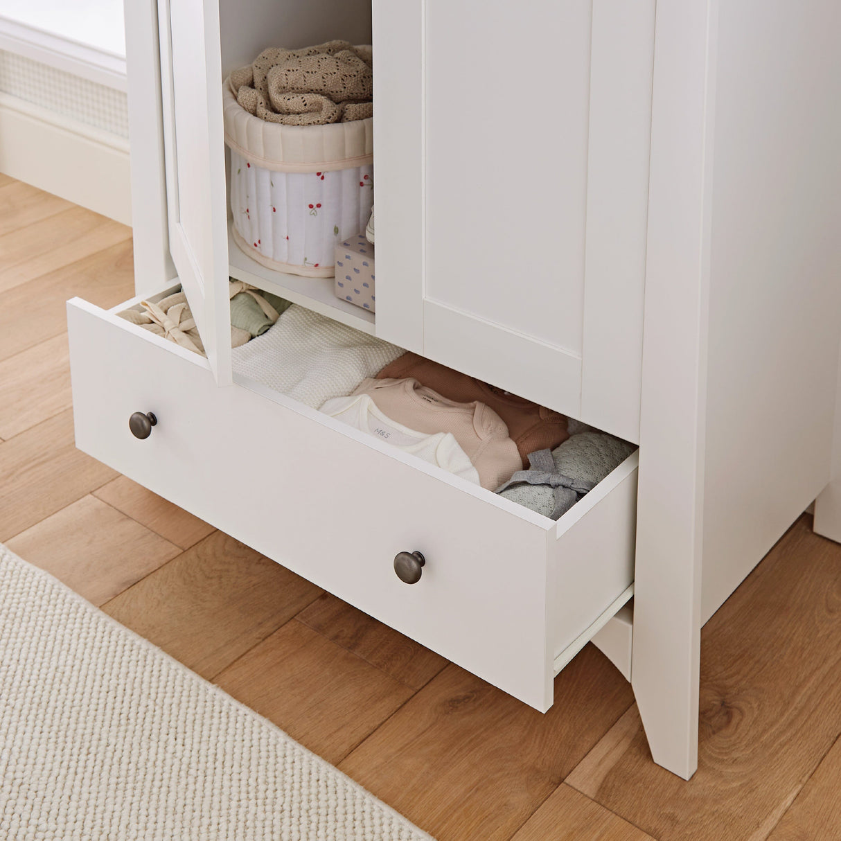 CuddleCo Clara 2 Door Double Wardrobe - White