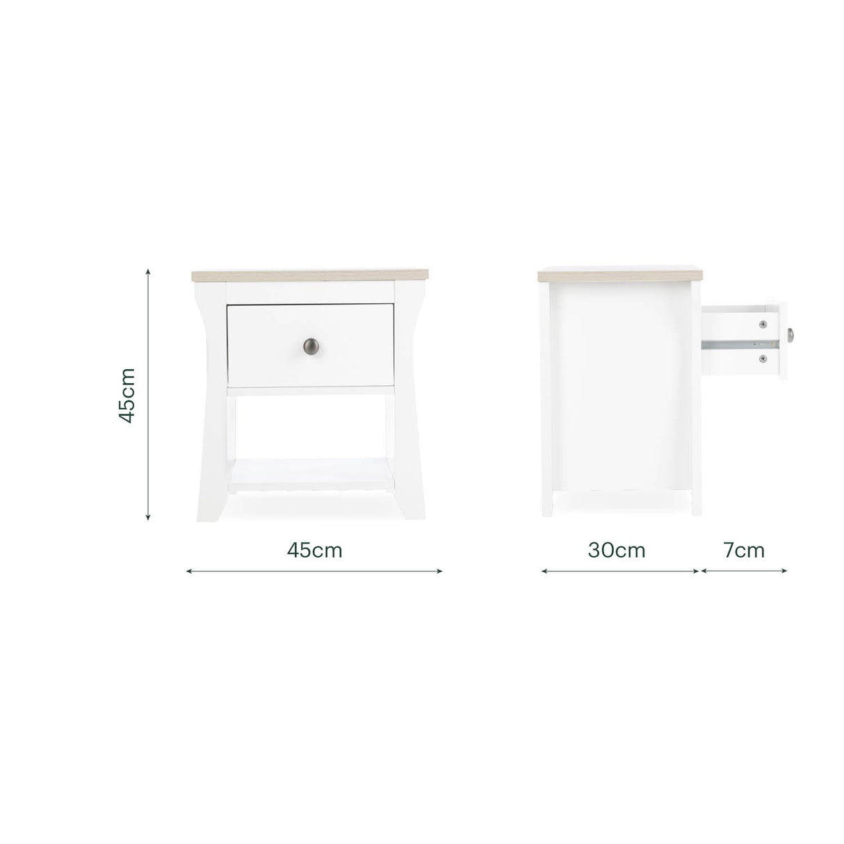 CuddleCo Clara Bedside Table - White and Ash