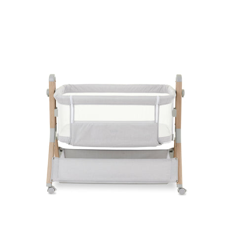 Obaby Cloud Bedside Crib + 2 White Crib Fitted Sheets Bundle - Grey