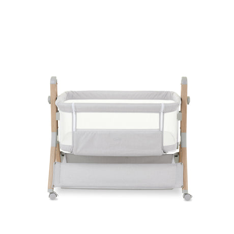 Obaby Cloud Bedside Crib + 2 White Crib Fitted Sheets Bundle - Grey