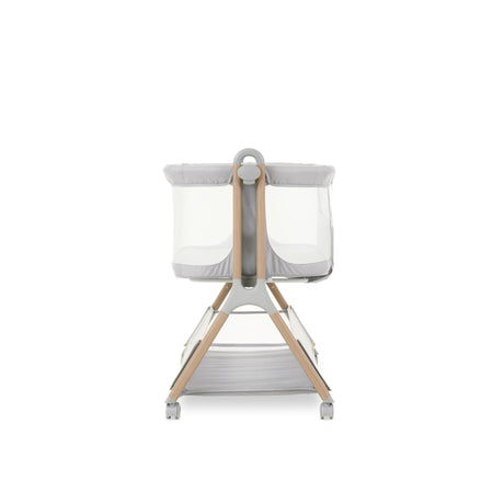 Obaby Cloud Bedside Crib + 2 White Crib Fitted Sheets Bundle - Grey
