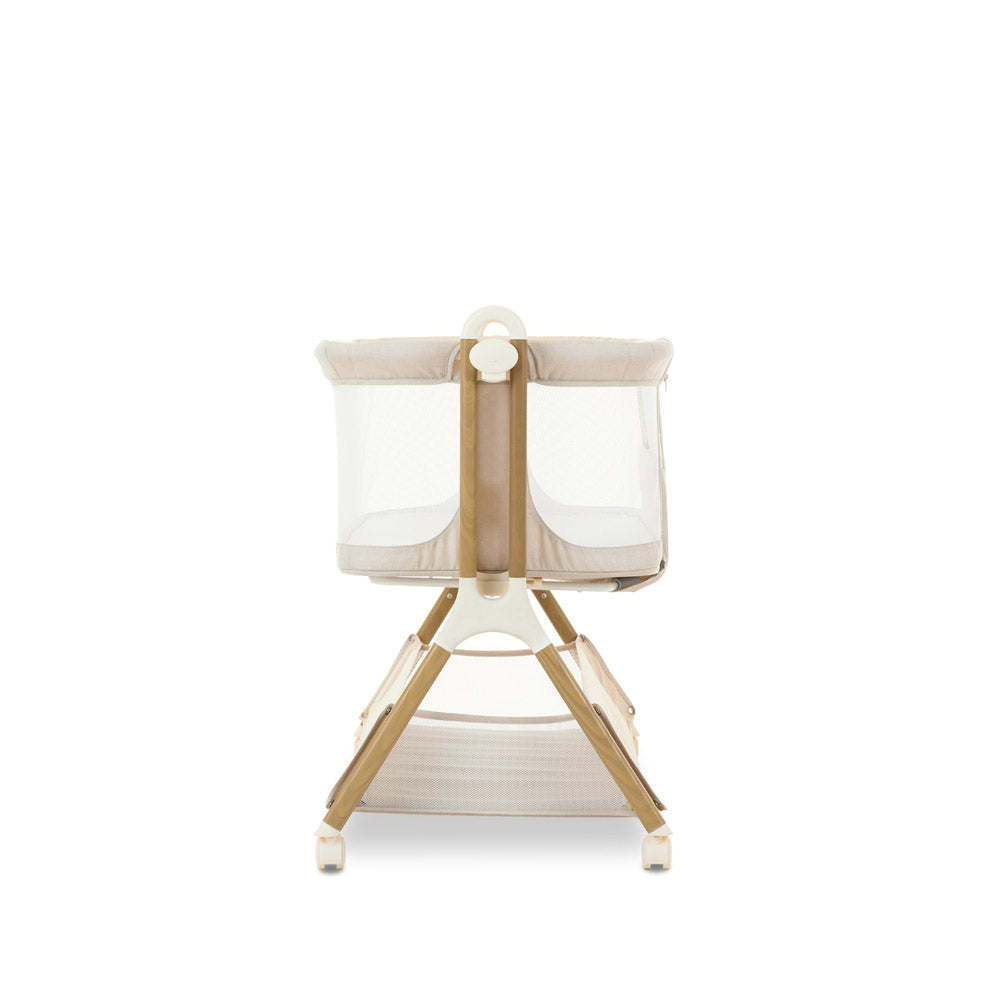 Obaby Cloud Bedside Crib + 2 White Crib Fitted Sheets Bundle - Oatmeal