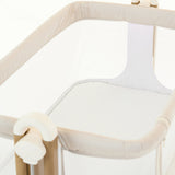 Obaby Cloud Bedside Crib + 2 White Crib Fitted Sheets Bundle - Oatmeal