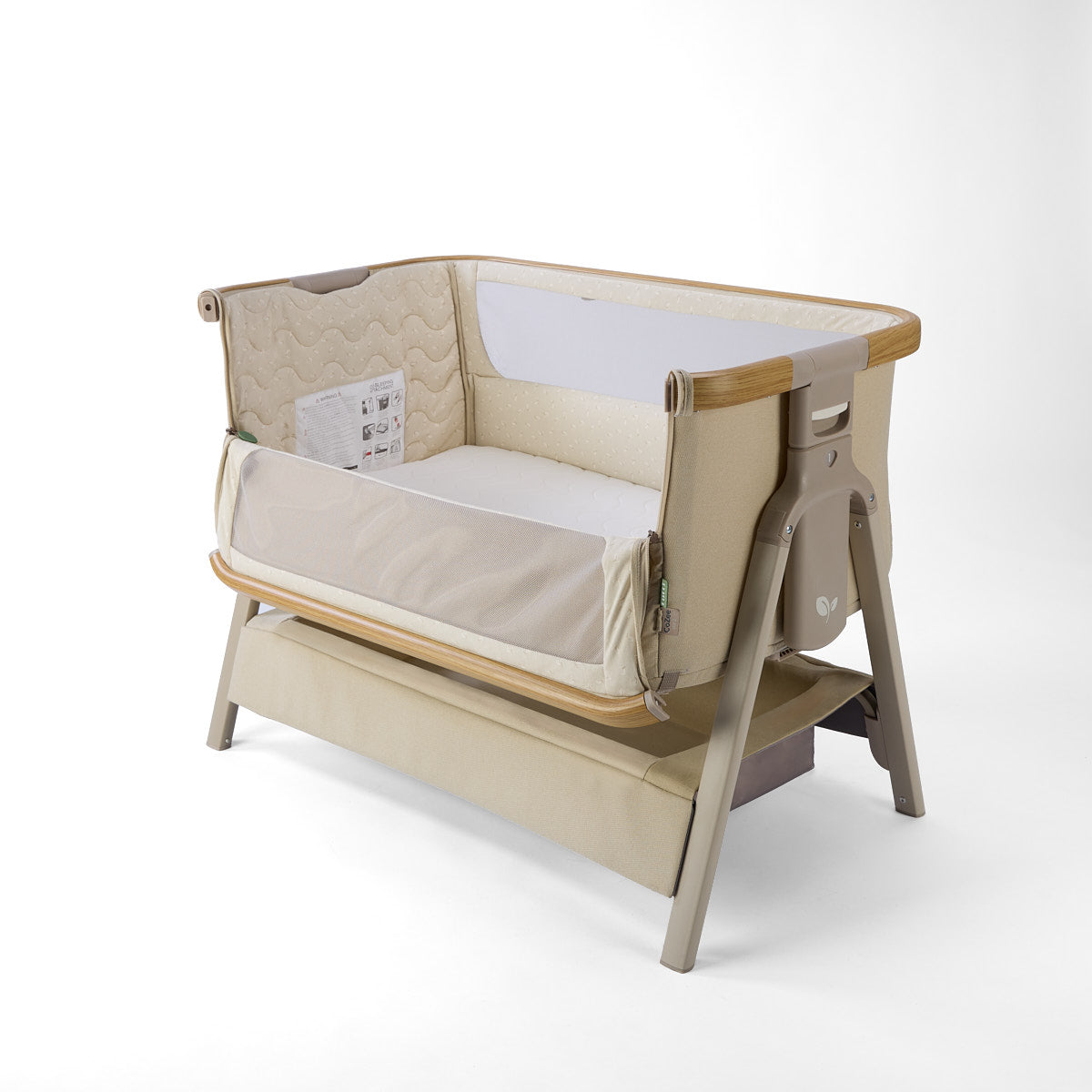 Tutti Bambini CoZee Air 2 Bedside Crib - Toasted Oak / Sand
