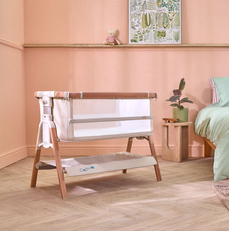 Tutti Bambini CoZee XL Bedside Crib & Cot - Scandinavian Walnut & Ecru