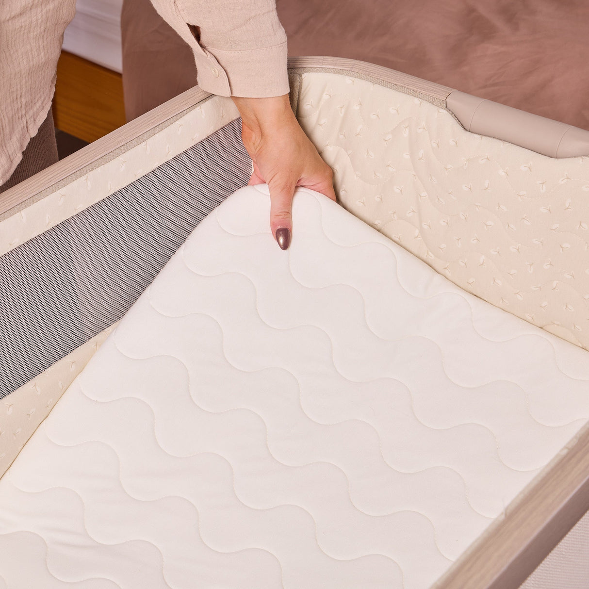 Tutti Bambini CoZee Air 2 Bedside Crib - Soft Walnut / Cocoa