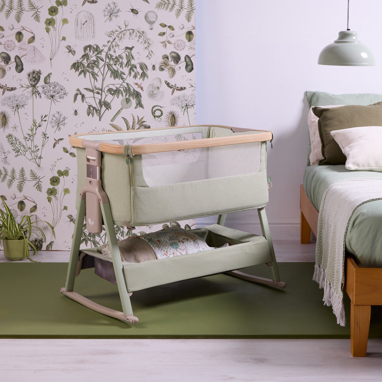 Tutti Bambini CoZee Air 2 Bedside Crib - Drifted Oak / Eucalyptus