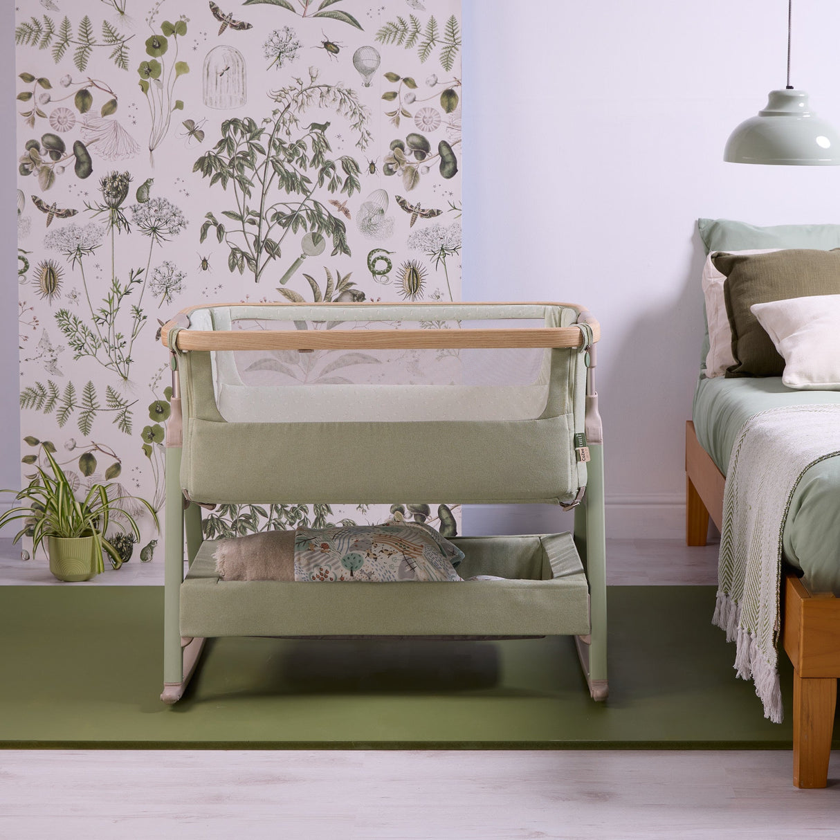 Tutti Bambini CoZee Air 2 Bedside Crib - Drifted Oak / Eucalyptus