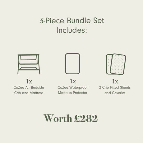 Tutti Bambini CoZee Air Bedside Crib & Bedding Bundle - Cocoon