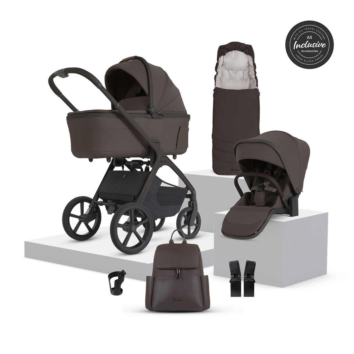 Silver Cross Cove 2 Ultimate Maxi-Cosi Cabriofix i-Size Car Seat Bundle - Chocolate