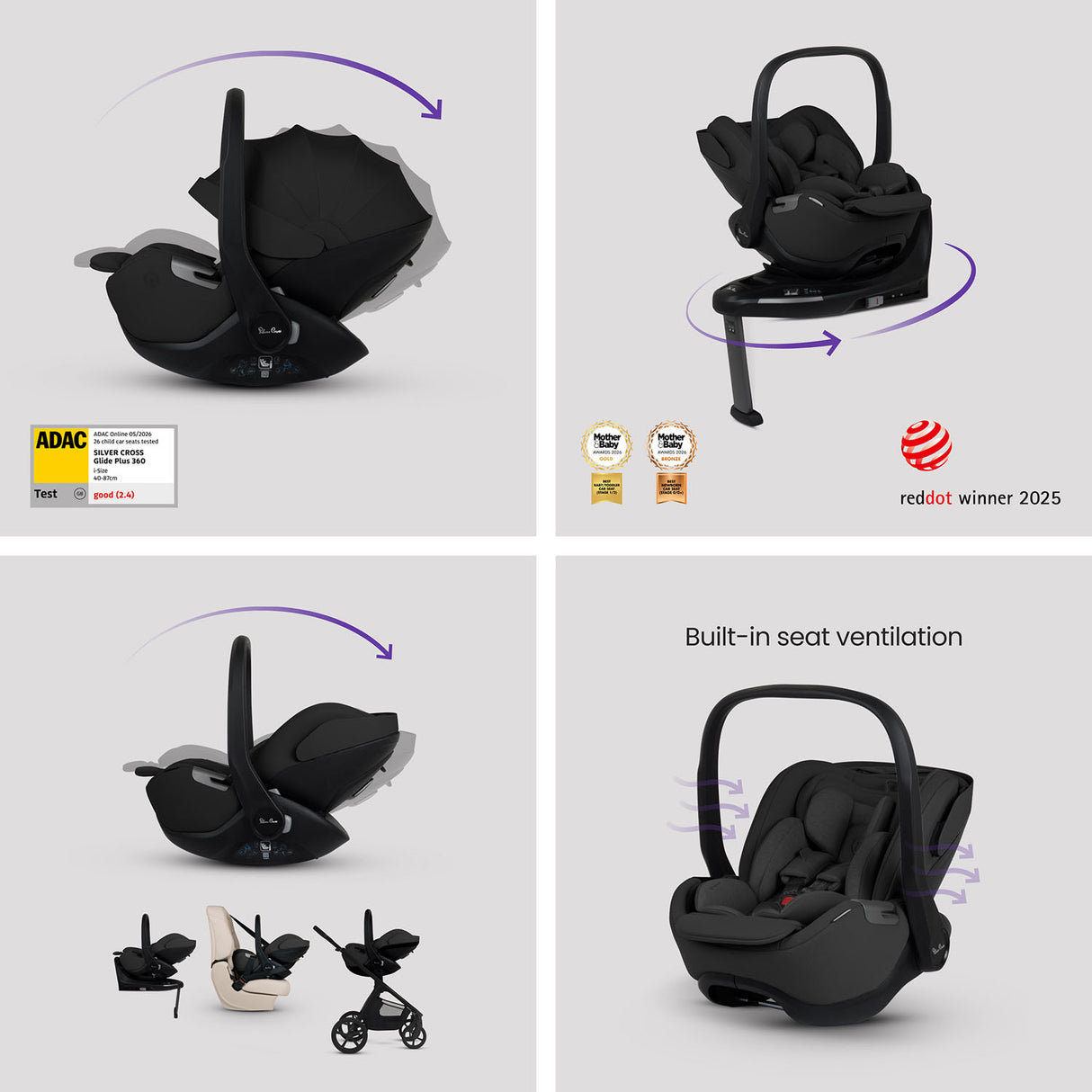 Silver Cross Cove 2 Ultimate 360 Car Seat Bundle - Pewter