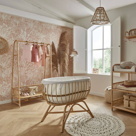 CuddleCo Aria Rattan Crib - Natural