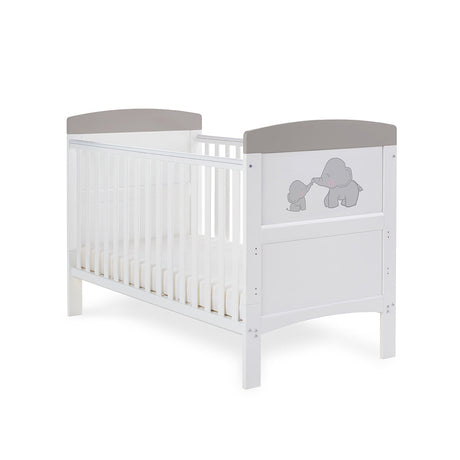 Obaby Grace Inspire Cot Bed & Underdrawer -  Me & Mini Me Elephants - Grey