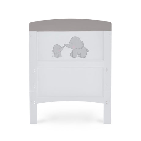 Obaby Grace Inspire Cot Bed & Fibre Mattress -  Me & Mini Me Elephants - Grey