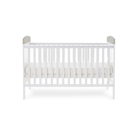 Obaby Grace Inspire Cot Bed & Fibre Mattress -  Me & Mini Me Elephants - Grey