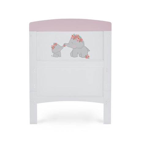Obaby Grace Inspire Cot Bed & Underdrawer - Me & Mini Me Elephants - Pink