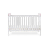 Obaby Grace Inspire Cot Bed & Fibre Mattress - Me & Mini Me Elephants - Pink