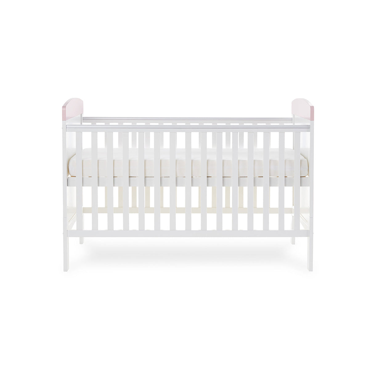 Obaby Grace Inspire Cot Bed & Fibre Mattress - Me & Mini Me Elephants - Pink