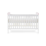 Obaby Grace Inspire Cot Bed & Fibre Mattress - Me & Mini Me Elephants - Pink