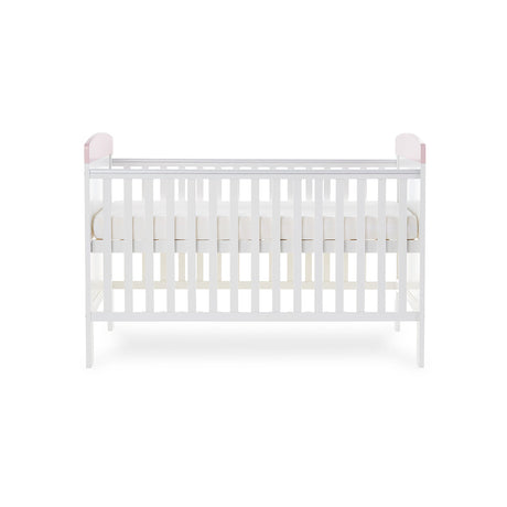 Obaby Grace Inspire Cot Bed & Fibre Mattress - Me & Mini Me Elephants - Pink