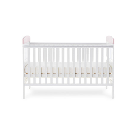 Obaby Grace Inspire Cot Bed & Fibre Mattress - Me & Mini Me Elephants - Pink