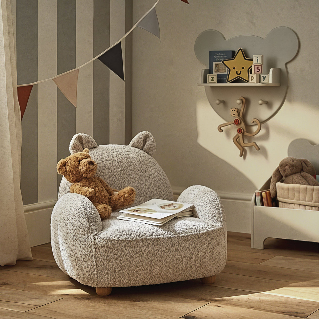 CuddleCo Etta Bear Kids Chair - Bouclé Mushroom