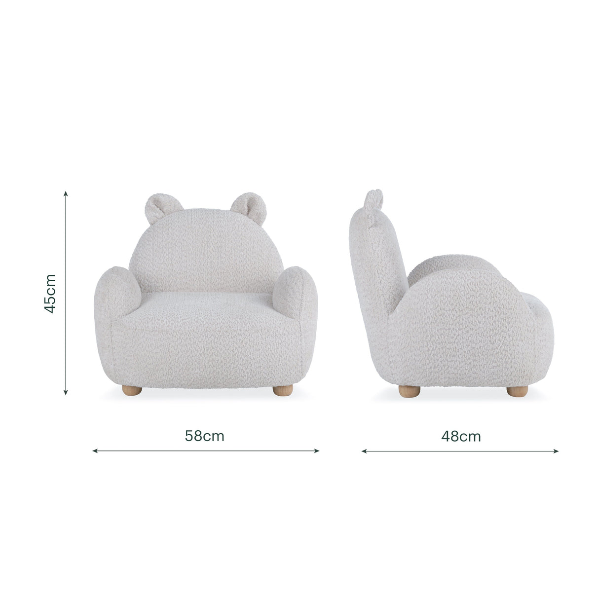 CuddleCo Etta Bear Kids Chair - Bouclé Mushroom