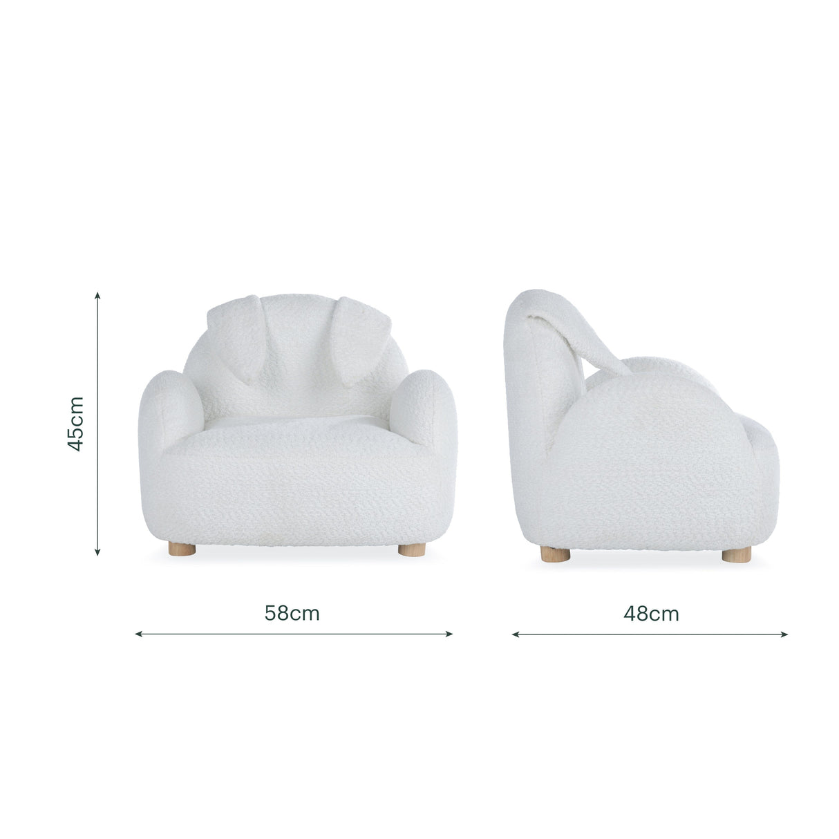 CuddleCo Etta Bunny Kids Chair - Bouclé Off White