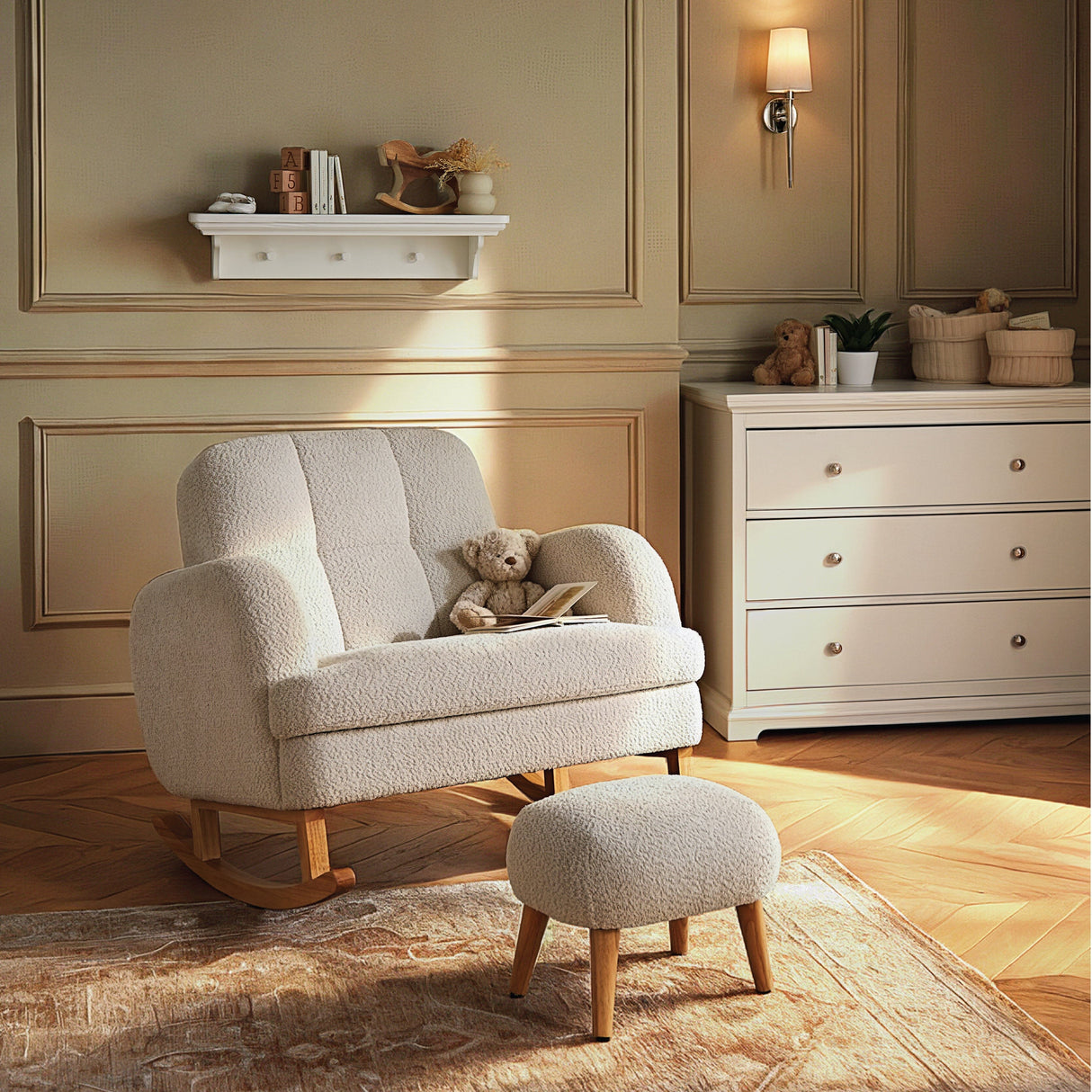 CuddleCo Etta Cuddle Nursing Chair & Footstool - Bouclé Mushroom