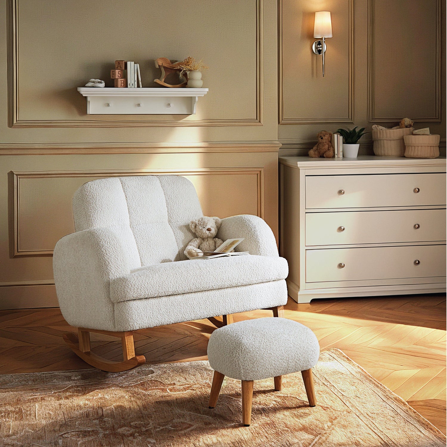 CuddleCo Etta Cuddle Nursing Chair & Footstool - Bouclé Off White