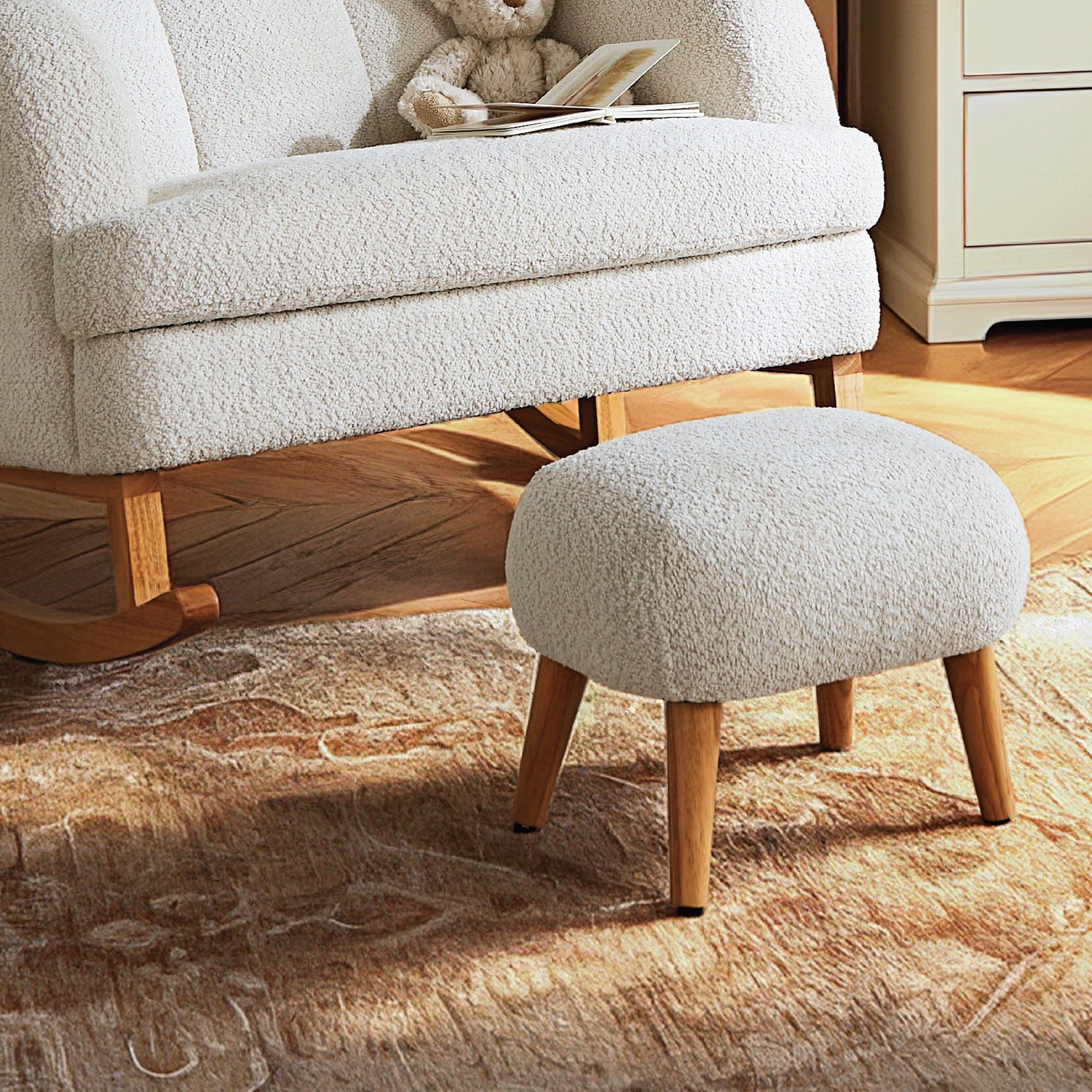 CuddleCo Etta Cuddle Nursing Chair & Footstool - Bouclé Off White
