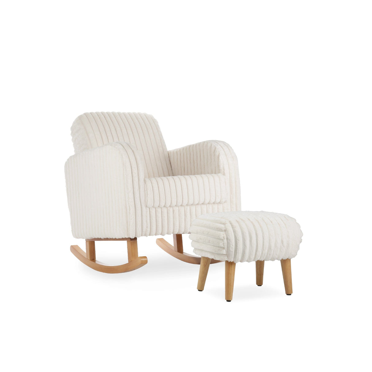 CuddleCo Etta Nursing Chair & Footstool - Faux Fur Cream